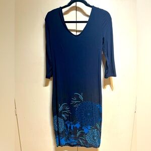 Desigual Navy Slim Fit Midi Length Dress. Size M. NWOT
